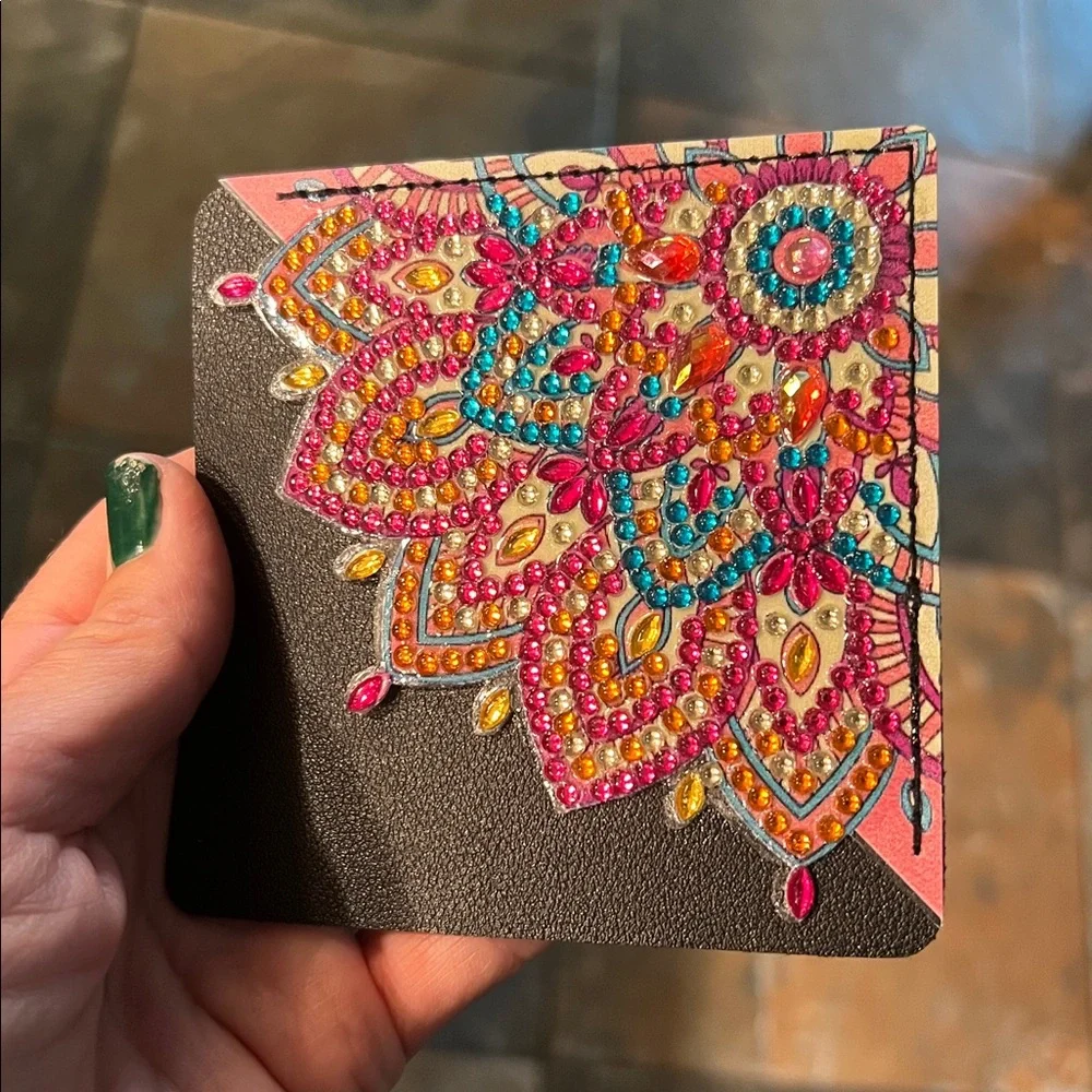 Colorful Handmade Mandala Leather like Corner Bookmark  Diamond Art